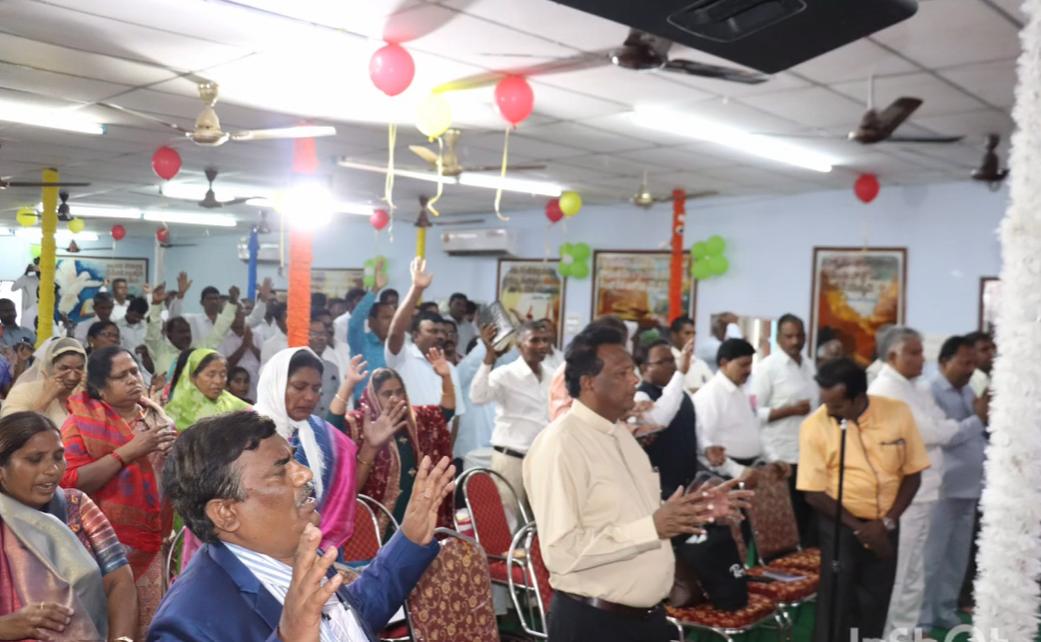 Full congregation gathered for worship at Agape Family Centre